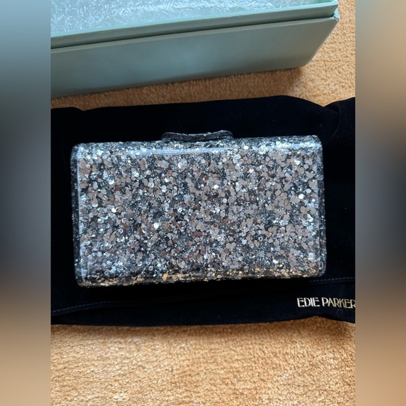 NWT RARE Edie Parker Mini Lara Clutch - Silver Confetti - Picture 10 of 12